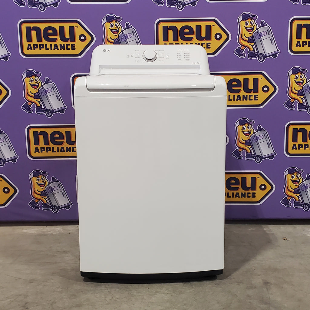 LG 4.3 cu. ft. Capacity Top Load Washer with TurboDrum™ Technology and Impeller WT6100CW - Open Box and LG 7.3 Cu. Ft.  Electric Rear Control Ultra Large Capacity Dryer in White with Sensor Dry 16058 - DLE6100W - Open Box