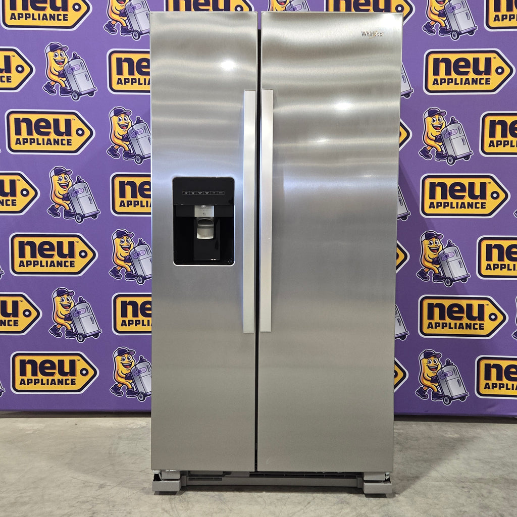 Pictures of Whirlpool 36' Wide Fingerprint Resistant Stainless Steel 24 cu ft Capacity Side By Side Refrigerator with Ice and Water Dispenser - Scratch and Dent (Minor) - Neu Appliance Outlet - Discount Appliance Outlet in Austin, Tx