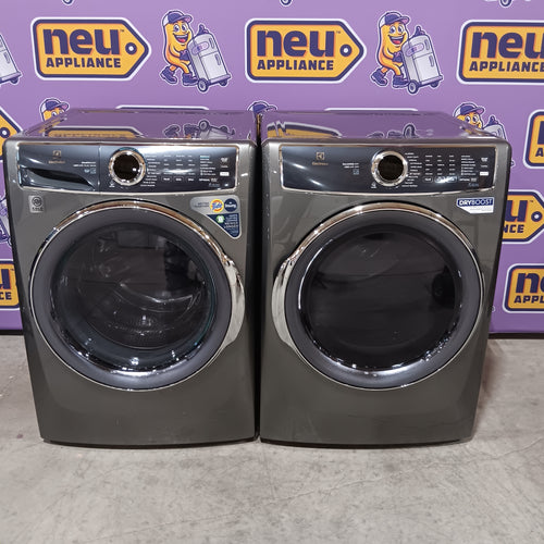 Pictures of Electrolux Titanium Front Load 600 Series 4.5 Cu. Ft. Washer with Smartboost ELFW7637AT - Scratch & Dent (Moderate) and Electrolux 8 cu. ft. vented Front Load Stackable 600 Series Electric Dryer with LuxCare Dry 16248 - ELFE7637AT - Scratch & Dent (Minor) - Neu Appliance Outlet - Discount Appliance Outlet in Austin, Tx