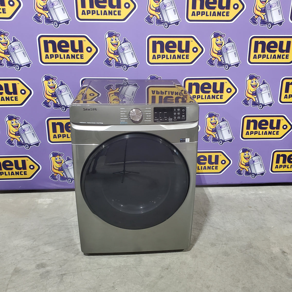 Samsung 7.5 cu. ft. Front Load Propane Converted Gas Dryer with Steam in Platinum DVG45B6300P - Scratch & Dent (Moderate)