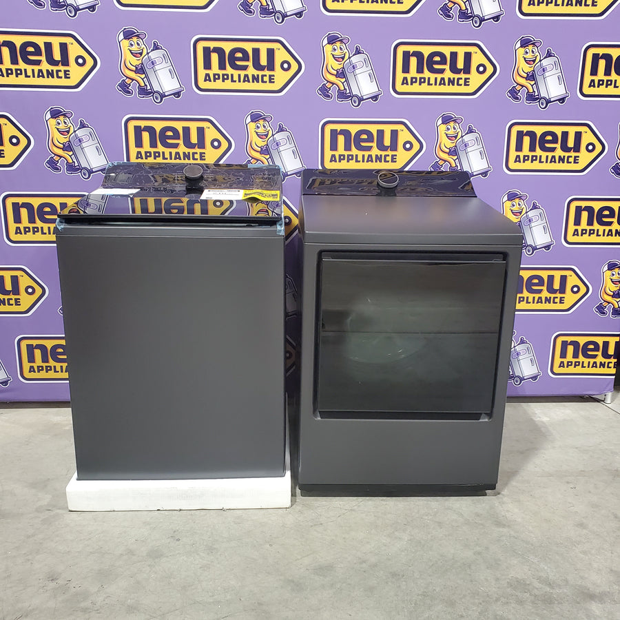 LG 5.3 cu. ft. Smart Top Load Washer with 4-Way® Agitator and AI Sensing EasyUnload™ WT8405CB - New in Box  and LG 7.3 cu. ft. Ultra Large Capacity Rear Control Electric Dryer with LG EasyLoad™ Door and TurboSteam™ 16117 - DLEX8600BE - Open Box