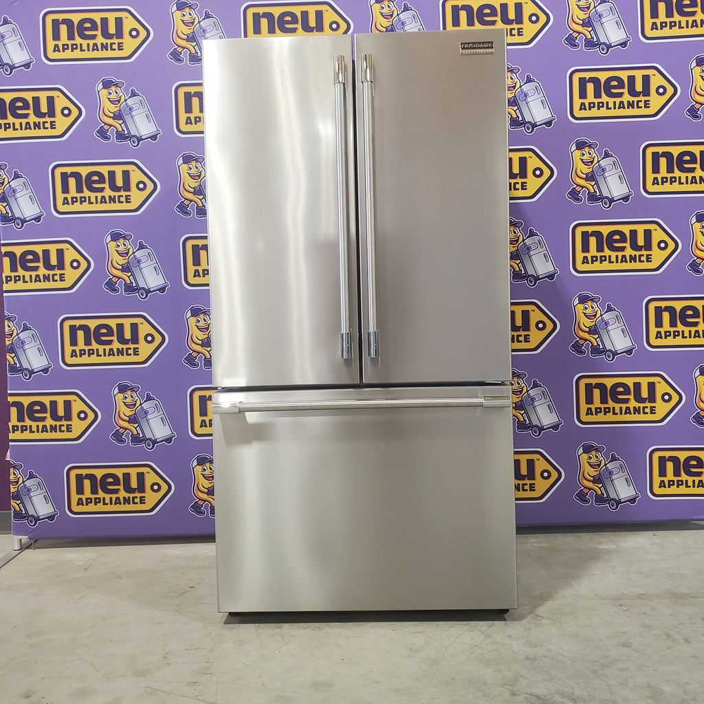 Pictures of Frigidaire Professional Stainless Steel Counter Depth 3 Door French Door 23 Cu. Ft. Refrigerator with Adjustable Temperature Drawer and CrispSeal Plus Crispers PRFG2383AFC - Scratch and Dent (Minor) - Neu Appliance Outlet - Discount Appliance Outlet in Austin, Tx