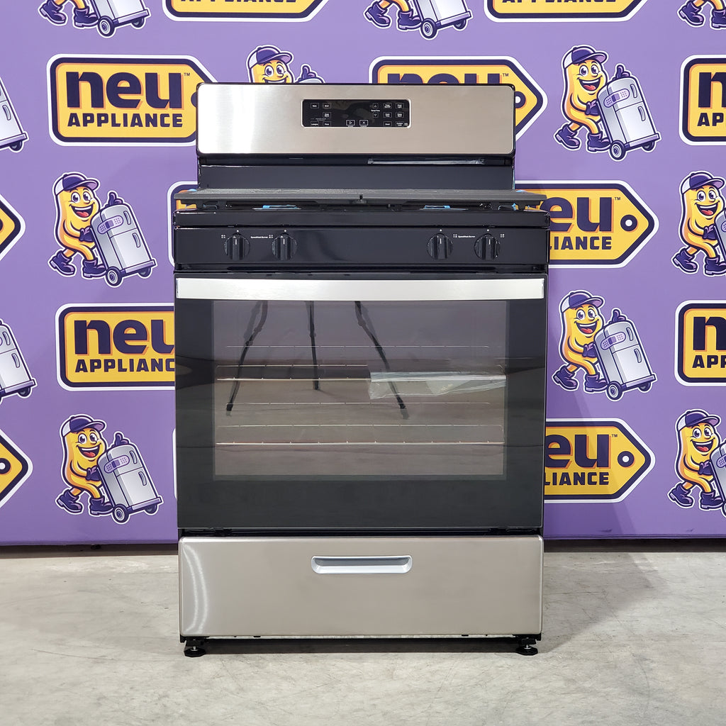Pictures of Whirlpool 5.1 Cu. Ft. Freestanding Gas Range with Broiler Drawer and Two Speed Heat Burners in Stainless Steel WFG320M0MS - Open Box - Neu Appliance Outlet - Discount Appliance Outlet in Austin, Tx