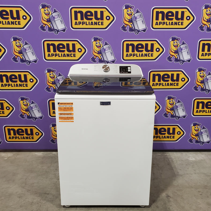 Maytag Top Load 4.8 cu ft Washer with Deep Fill and Slow-Close Glass Lid MVW6200KW - Scratch & Dent (Moderate) and Maytag 7.0 cu ft Electric Dryer with Moisture Sensing and Quick Dry Cycle 16176 - MED6200KW - Scratch & Dent (Moderate)