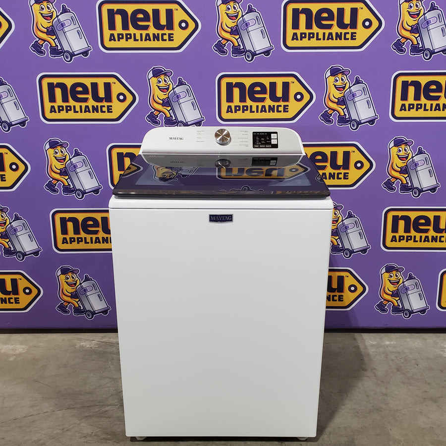 Maytag Top Load 4.8 cu ft Washer with Deep Fill and Slow-Close Glass Lid MVW6200KW - Scratch & Dent (Minor) and Maytag 7.0 cu ft Electric Dryer with Moisture Sensing and Quick Dry Cycle 16221 - MED6200KW - Scratch & Dent (Moderate)