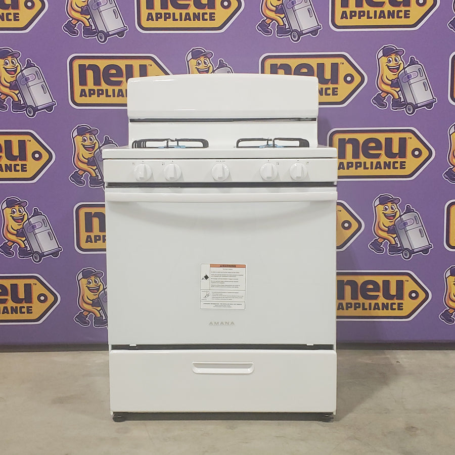 Amana White Gas 30 Inch Range with Easy Clean Glass Door and Temp Assure Cooking System AGR4203MNW - Scratch and Dent (Minor)