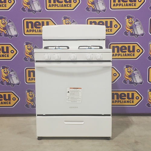 Amana White Gas 30 Inch Range with Easy Clean Glass Door and Temp Assure Cooking System AGR4203MNW - Scratch and Dent (Minor)