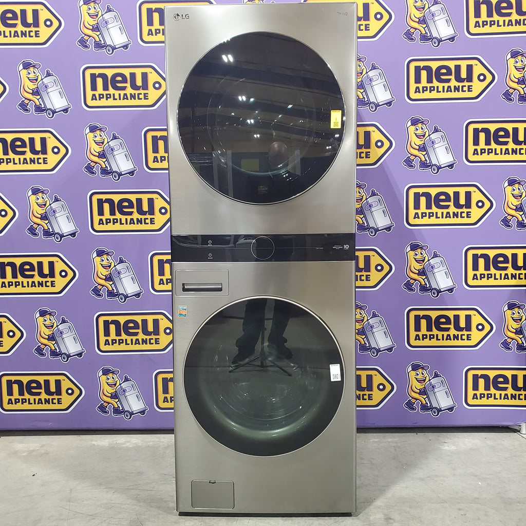 Pictures of LG Graphite Steel Front Load WashTower Single Unit with Center Controls 4.5 Cu. Ft. Washer and 7.4 Cu. Ft. Dryer 3SD886 - WKE100HVA - Open Box - Neu Appliance Outlet - Discount Appliance Outlet in Austin, Tx