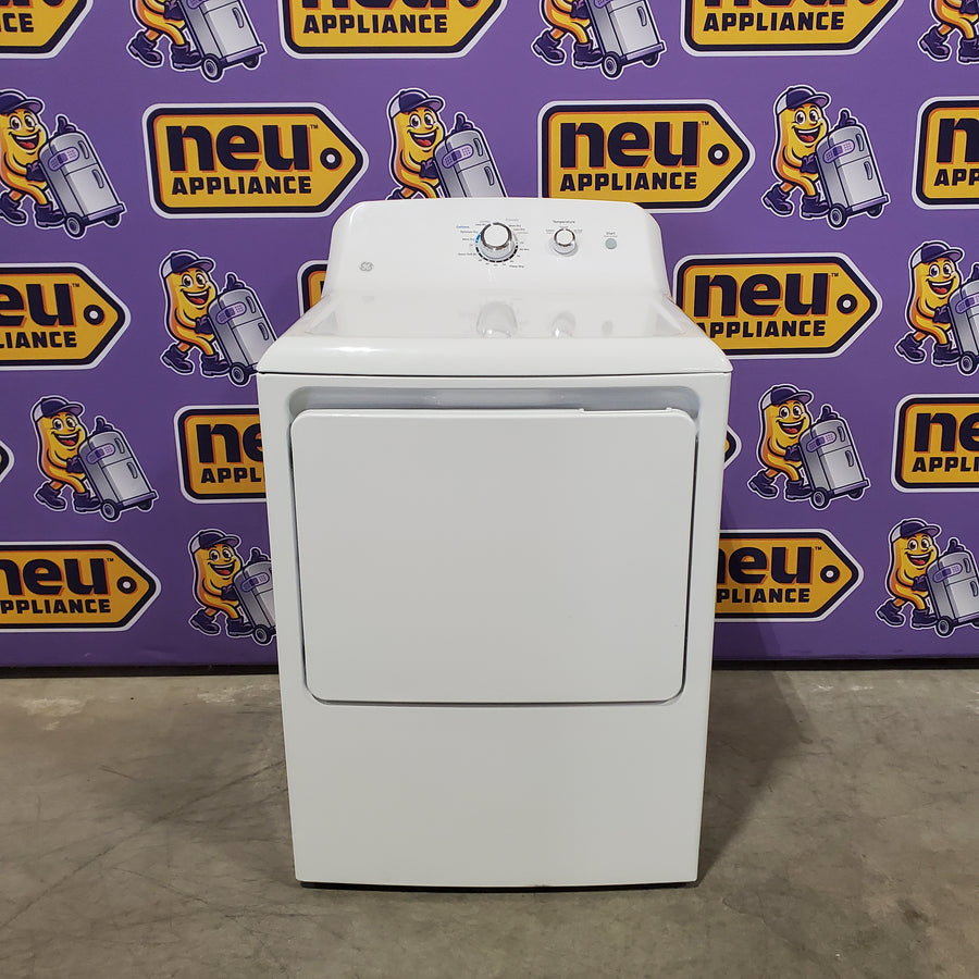 GE® 3.8 cu. ft. Capacity Washer with Stainless Steel Basket in White GTW330ASKWW - Scratch & Dent (Moderate) and GE® 7.2 cu. ft. Capacity Aluminized Alloy Drum Electric Dryer 16228 - GTD33EASKWW - Scratch & Dent (Minor)