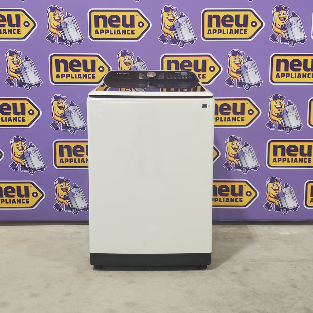 Pictures of 5.5 cu. ft. Samsung Extra-Large Capacity Smart Super Speed Ivory Top Load Washer (Scratch & Dent) - Minor and 7.4-cu ft Electric Steam Sanitize+ Dryer in Ivory (Scratch & Dent) - Minor - Neu Appliance Outlet - Discount Appliance Outlet in Austin, Tx