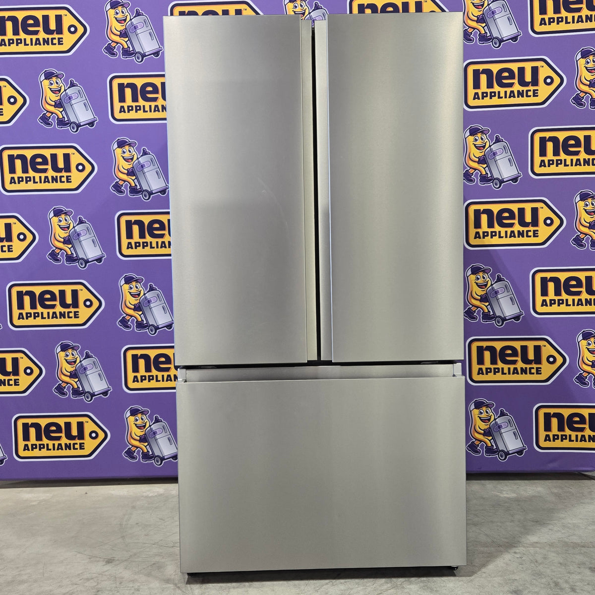 Fingerprint Resistant Brushed Steel ENERGY STAR Hisense 26.6 cu. ft. 3 Door French Door Refrigerator with Icemaker and Internal Water Dispenser - Scratch & Dent - (Minor)