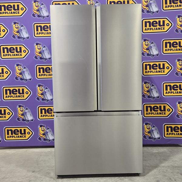 Fingerprint Resistant Brushed Steel ENERGY STAR Hisense 26.6 cu. ft. 3 Door French Door Refrigerator with Icemaker and Internal Water Dispenser - Scratch & Dent - (Minor)