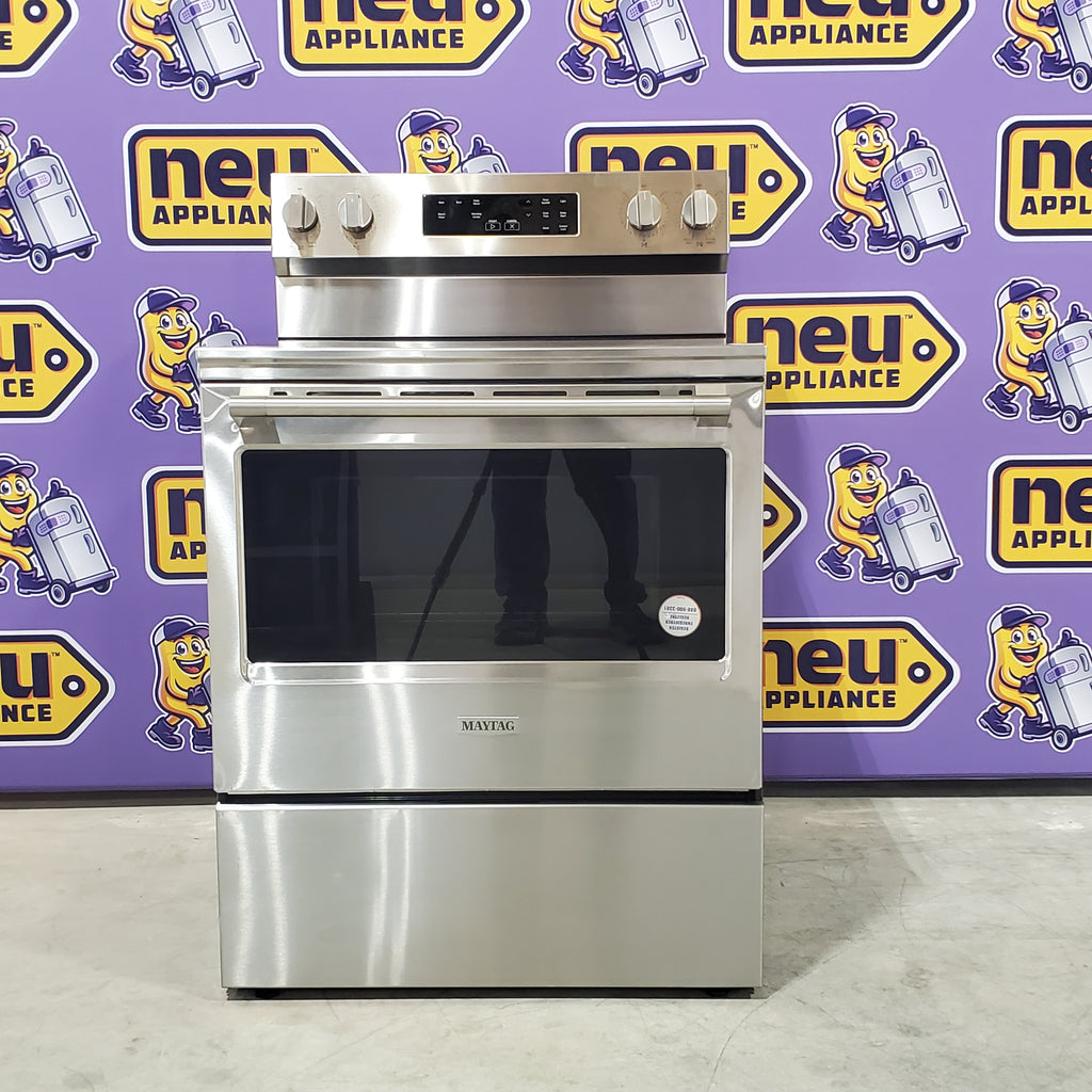 Pictures of Maytag Stainless Steel 30-Inch Wide 5.3 cu. ft. Electric Range With Steam Clean and Edge-to-Edge Ceramic Glass Cooktop MFES4030RS - Scratch & Dent - Minor - Neu Appliance Outlet - Discount Appliance Outlet in Austin, Tx