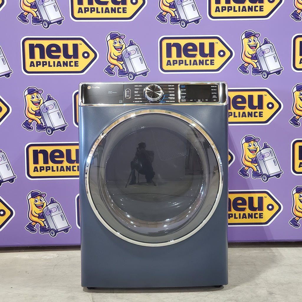Pictures of GE Profile™ Sapphire Blue 5.3 cu. ft. Capacity Smart Front Load ENERGY STAR® Washer with UltraFresh™ Vent System+ with OdorBlock™ and GE Profile™ 7.8 cu. ft. Capacity Smart Front Load Electric Dryer with Steam and Sanitize Cycle - Open Box - Neu Appliance Outlet - Discount Appliance Outlet in Austin, Tx