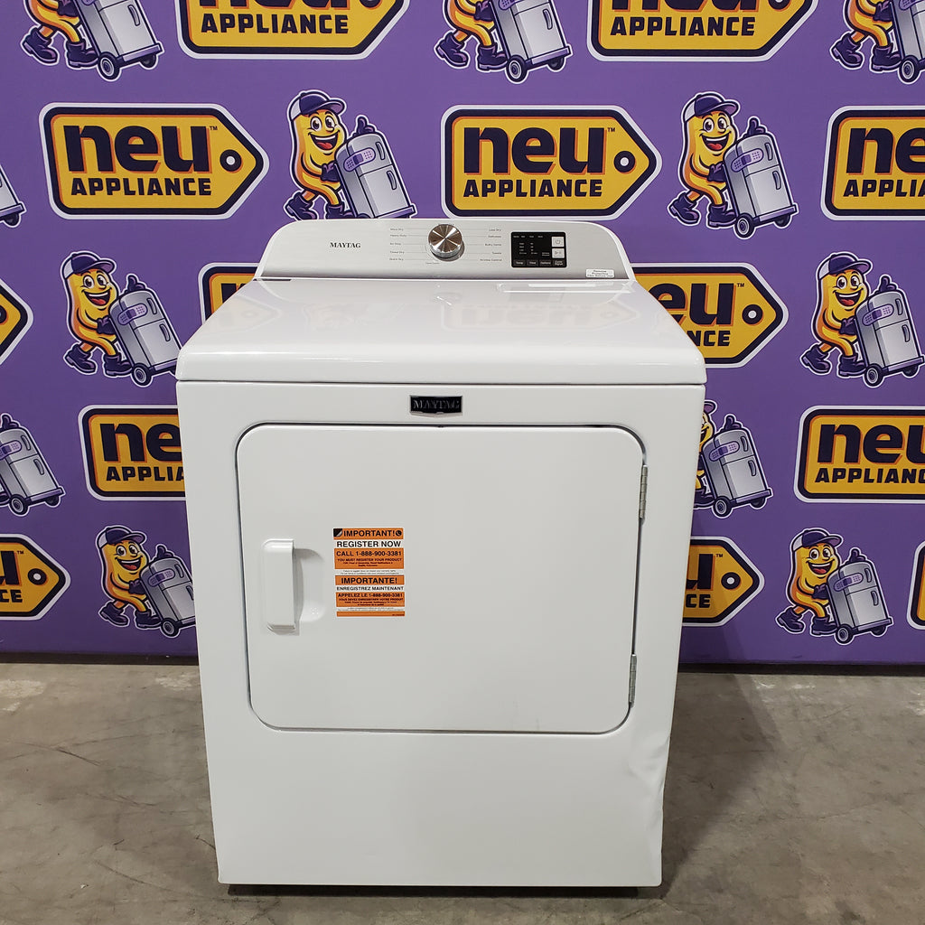 Pictures of Maytag Top Load 4.8 cu ft Washer with Deep Fill and Slow-Close Glass Lid MVW6200KW - Scratch & Dent (Major) and Maytag 7.0 cu ft Electric Dryer with Moisture Sensing and Quick Dry Cycle 16174 - MED6200KW - Scratch & Dent (Major) - Neu Appliance Outlet - Discount Appliance Outlet in Austin, Tx