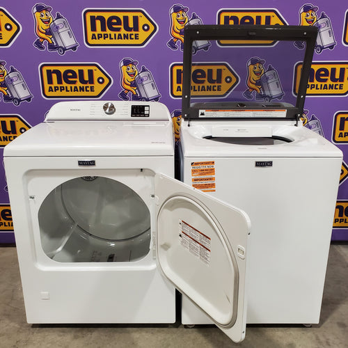 Pictures of Maytag Top Load 4.8 cu ft Washer with Deep Fill and Slow-Close Glass Lid MVW6200KW - Scratch & Dent (Minor) and Maytag 7.0 cu. ft Top Load Gas Dryer with Moisture Sensing 16167 - MGD6200KW - Scratch and Dent (Minor) - Neu Appliance Outlet - Discount Appliance Outlet in Austin, Tx