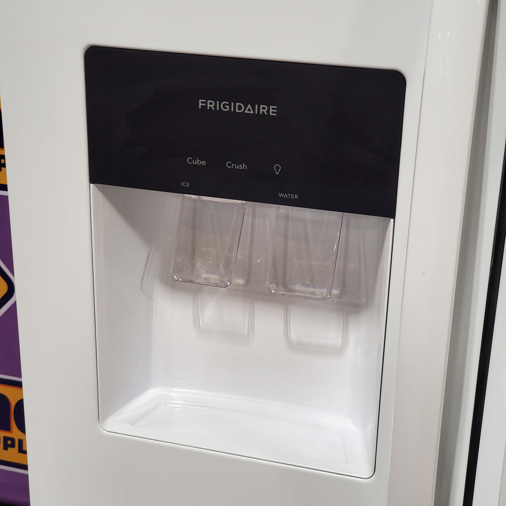 Frigidaire 25.6 cu. ft. Side by Side Refrigerator in White with Exterior Ice and Water Dispenser 26SD009 - FRSS2623AW - Scratch & Dent (Minor)