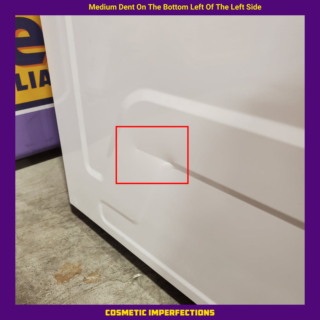 GE Unitized Spacemaker® 3.8 cu. ft. Capacity Washer with Stainless Steel Basket and 5.9 cu. ft. Capacity Electric Dryer 1CR000150 - GUD27ESSMWW - Scratch & Dent (Minor)