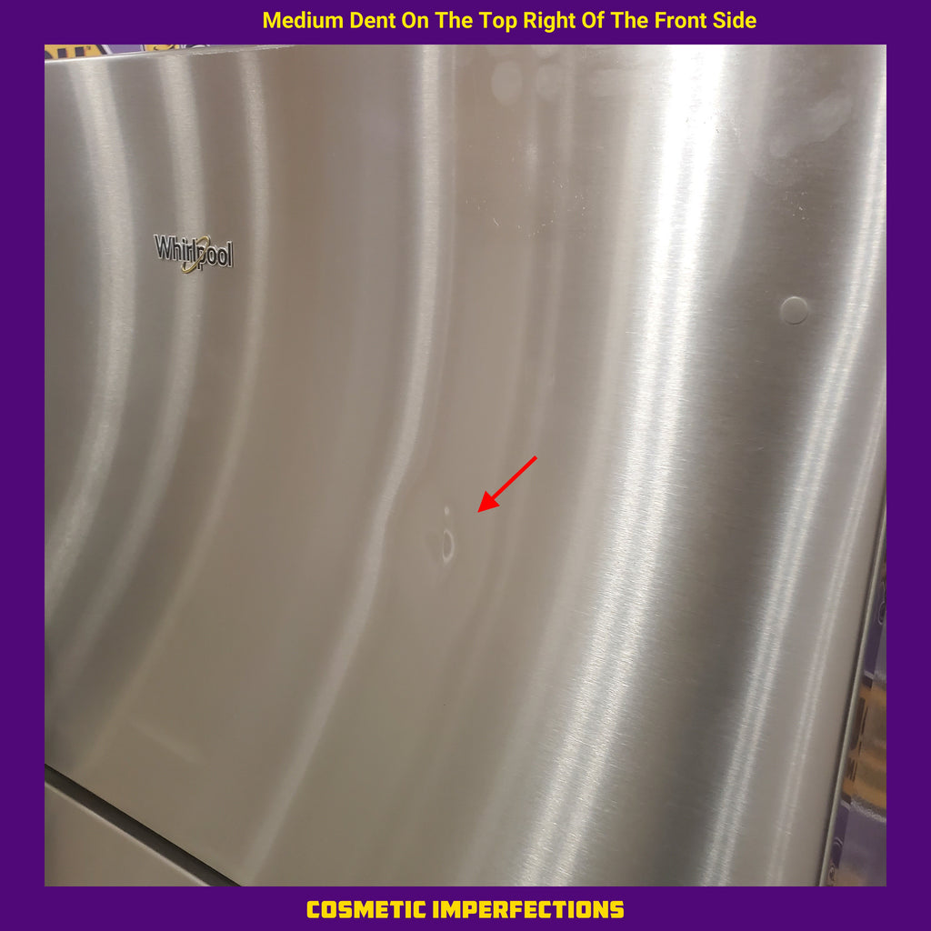 Pictures of Whirlpool Monochromatic Stainless Steel 18 cu ft 30" Wide ENERGY STAR Top-Freezer Refrigerator with Clear, Humidity Controlled Crispers WRT148FZDM - Scratch & Dent - Minor - Neu Appliance Outlet - Discount Appliance Outlet in Austin, Tx