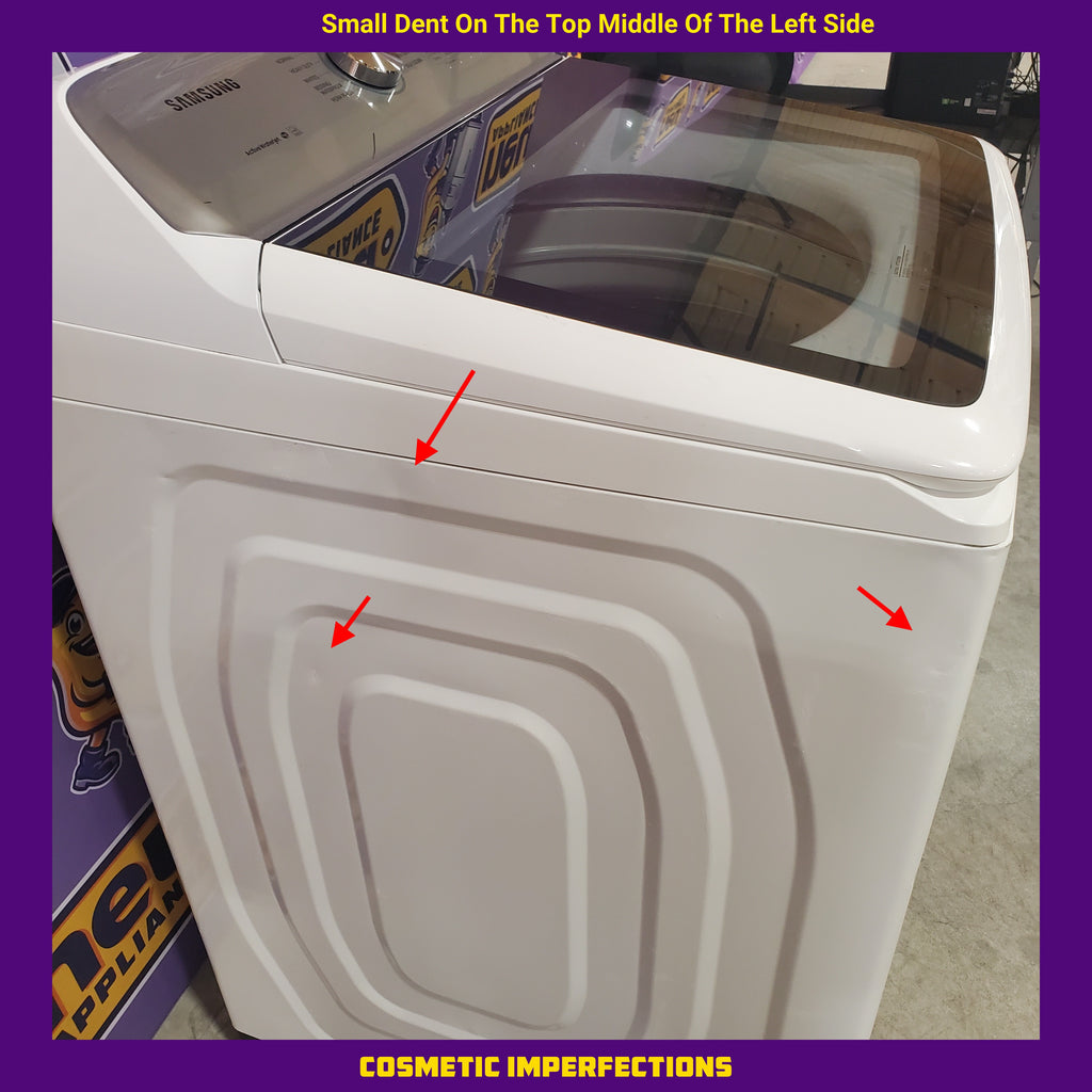Pictures of Samsung White Top Load 5.0 Cu. Ft. Washer with Super Speed WA50R5400AW - Certified Refurbished and Samsung White Electric 7.4 Cu. Ft. Dryer with Sensor Dry 16035 - DVE50R5200W - Certified Refurbished - Neu Appliance Outlet - Discount Appliance Outlet in Austin, Tx