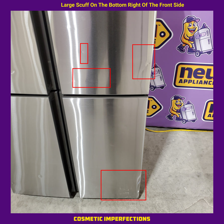 Haier 16.8 cu. ft. Counter Depth French Door Refrigerator in Stainless Steel QHE16HYPFS - Scratch & Dent (Major)