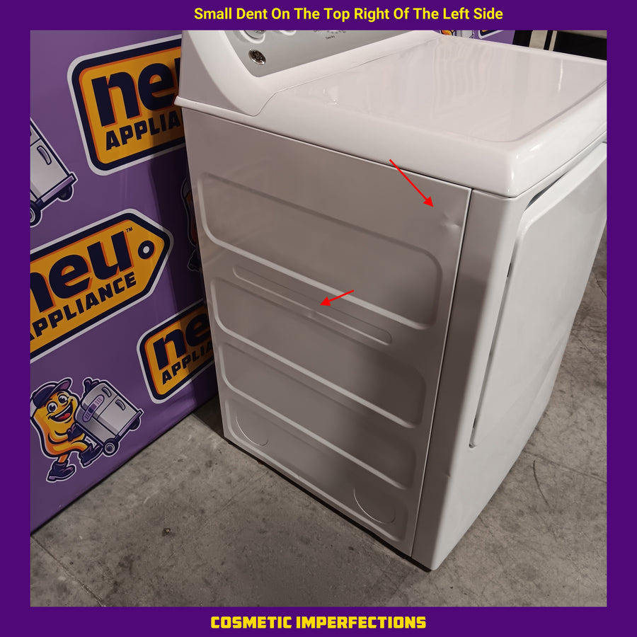 GE White Top Load 4.0 Cu. Ft. Capacity Washer with Stainless Steel Wash Basket GTW325ASWWW - Open Box and GE White Electric Aluminized Alloy Drum 7.2 Cu. Ft. Dryer with Sensor Dry and Extended Tumble 16234 - GTD45EASJWS - Certified Refurbished