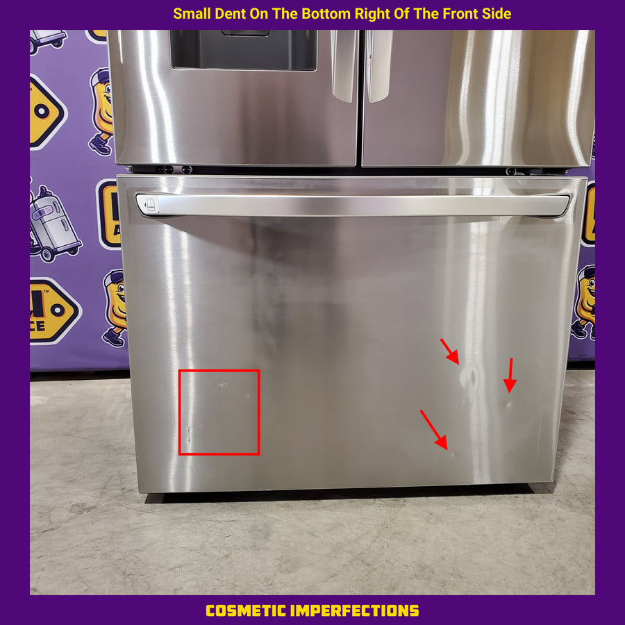 LG 26 cu ft ENERGY STAR Counter-Depth Smart French Door Refrigerator in Fingerprint Resistant Stainless Steel with Dual Ice Maker 22132SD141 - LRFXC2606S - Scratch & Dent (Moderate)