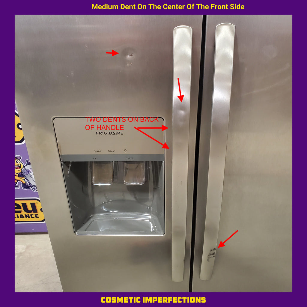 Frigidaire 25.6 cu. ft. ENERGY STAR Side by Side Refrigerator with Exterior Water and Ice Dispenser in Stainless Steel 3SD967 - FRSS2623AS - Scratch & Dent (Moderate)