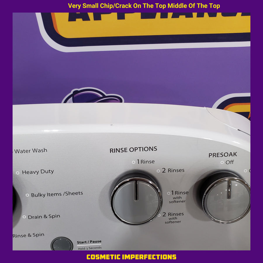 Whirlpool 3.5 cu. ft. High Efficiency Top Load Washing Machine with Deep Water Wash WTW4816FW - Scratch & Dent (Minor) and Whirlpool White Electric 7.0 Cu. Ft. Dryer with Auto Dry 16217 - WED4950HW - Scratch & Dent (Moderate)
