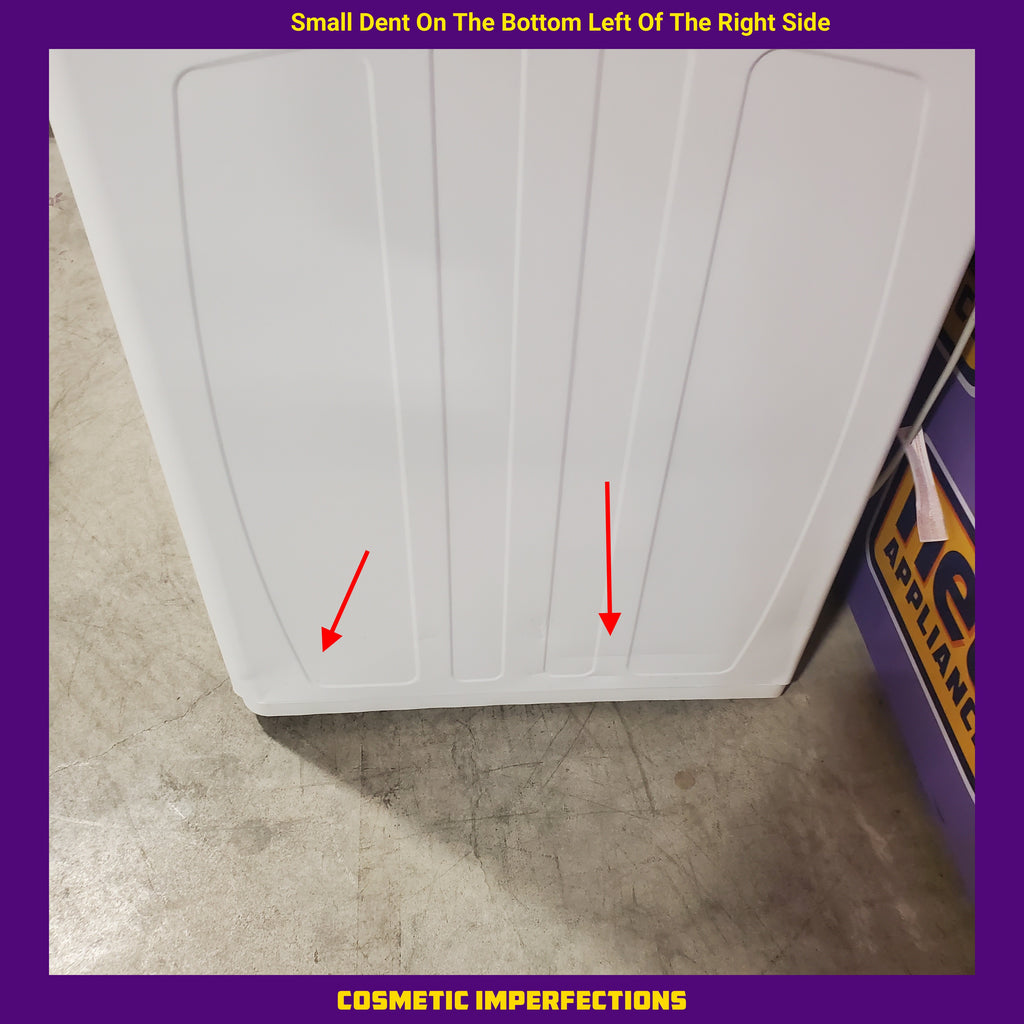 Pictures of Midea 4.5 cu. ft. Smart Top Load Washer with Wave-Impeller in White MLV45N3BWW - Scratch & Dent (Moderate) and Midea 7 cu. ft. Smart Electric Tumble Dryer with Sensor Dry MLTE45N4BWW - Scratch & Dent (Minor) - Neu Appliance Outlet - Discount Appliance Outlet in Austin, Tx