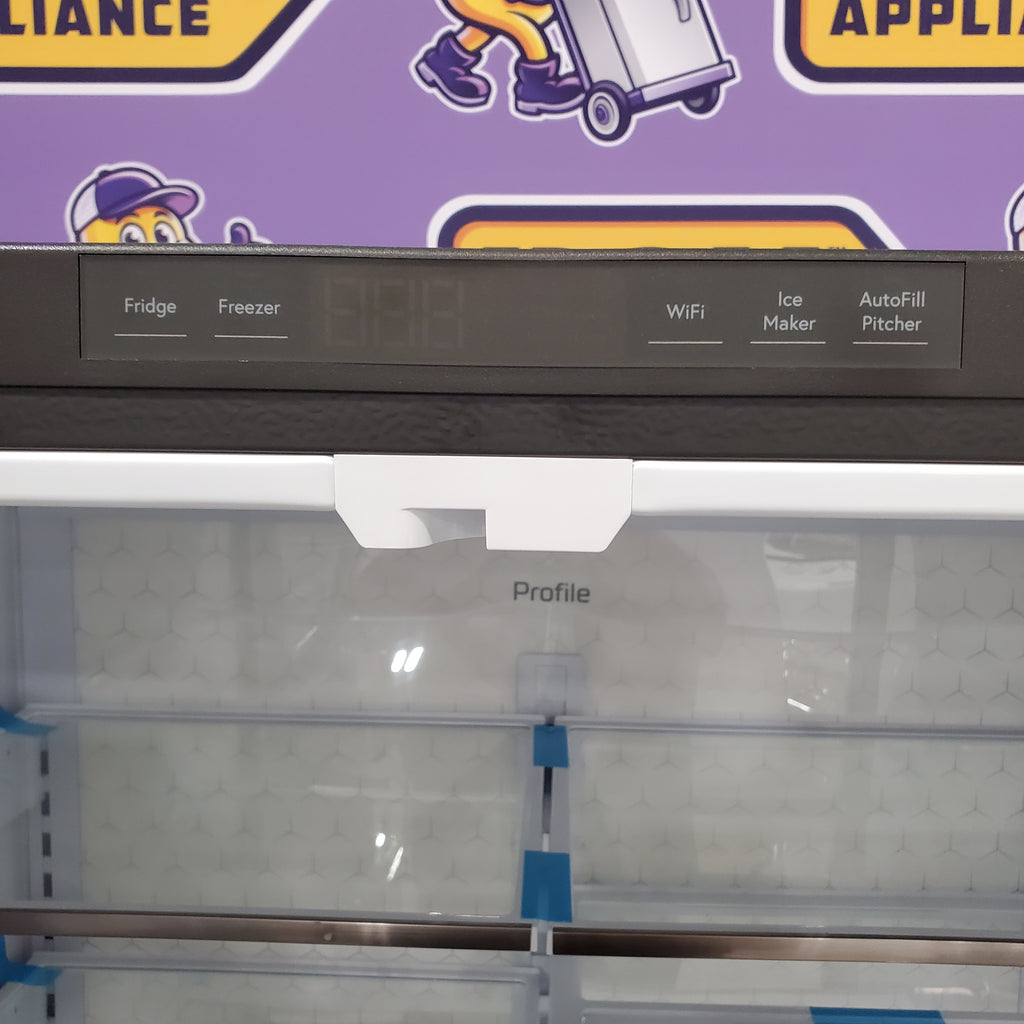 Pictures of GE Profile Fingerprint Resistant Stainless Steel Counter Depth 4 Door French Door 23.2 Cu. Ft. Refrigerator with LED Light Wall and Dual Dispense Auto Fill Pitcher PJE23BYWBFS - Open Box - Neu Appliance Outlet - Discount Appliance Outlet in Austin, Tx