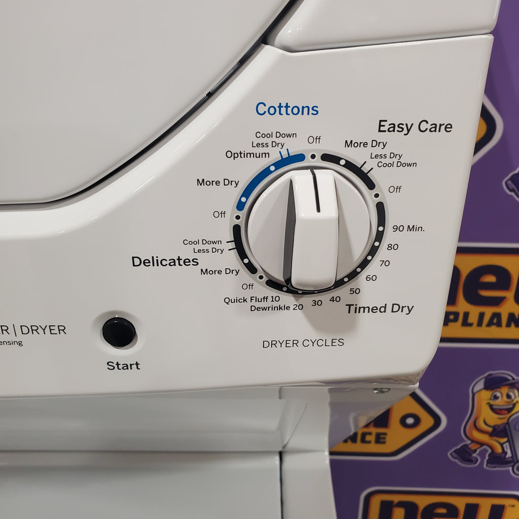 Pictures of GE Unitized Spacemaker® 2.3 cu. ft. Capacity Washer with Stainless Steel Basket and 4.4 cu. ft. Capacity Electric Dryer 24SD034 - GUD24ESSMWW - Scratch & Dent (Moderate) - Neu Appliance Outlet - Discount Appliance Outlet in Austin, Tx