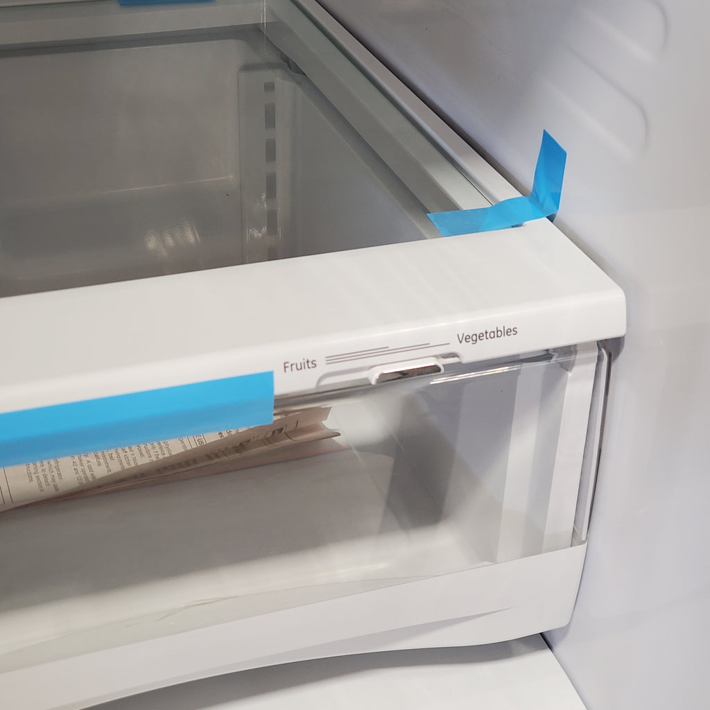 Pictures of GE Energy Star 3 Door French Door 27.7 Cu. Ft. Refrigerator with TwinChill Evaporators in Fingerprint Stainless Steel GFE28GYNFS - Open Box - Neu Appliance Outlet - Discount Appliance Outlet in Austin, Tx