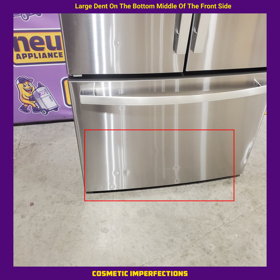 GE 36 in. Wide 21.9 Cu. Ft. French Door Counter Depth Refrigerator with Internal Water Dispenser in Stainless Steel GWE22JYMFS - Scratch & Dent (Moderate)
