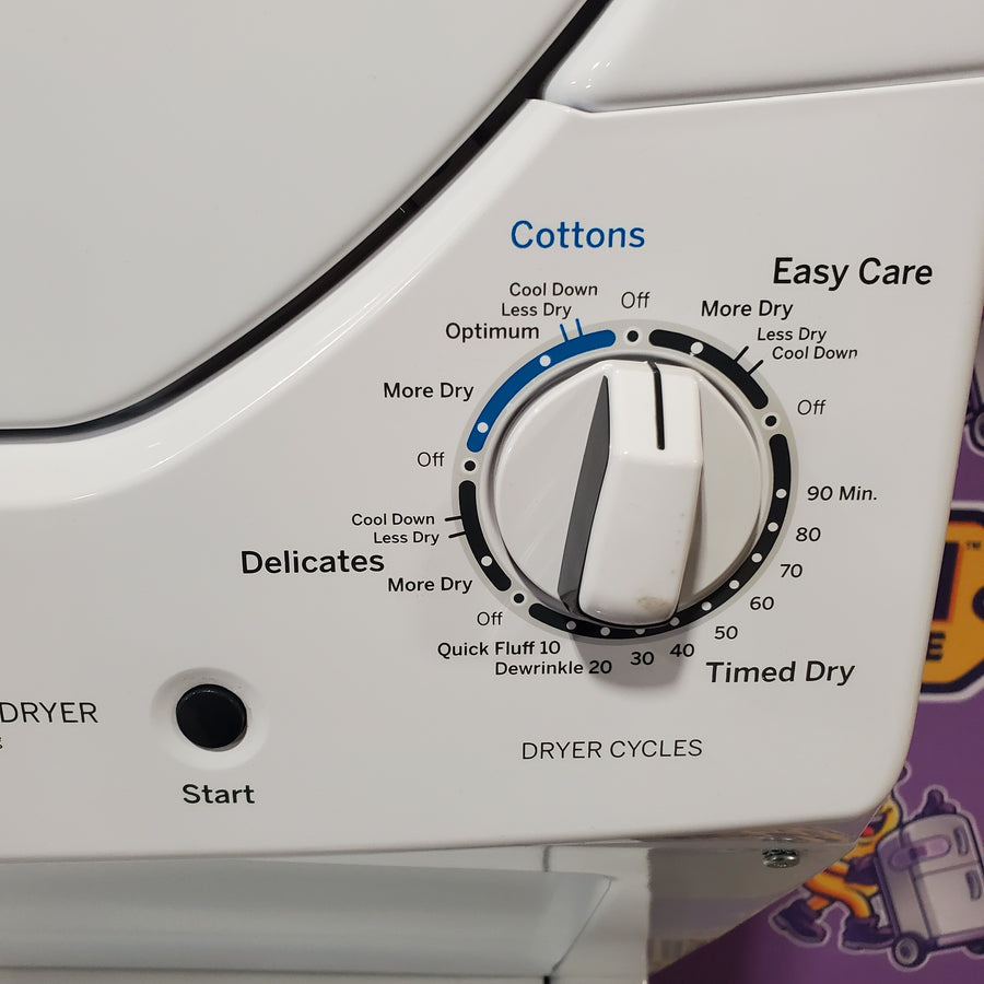 GE Unitized Spacemaker® 2.3 cu. ft. Capacity Washer with Stainless Steel Basket and 4.4 cu. ft. Capacity Electric Dryer GUD24ESSMWW - Certified Refurbished