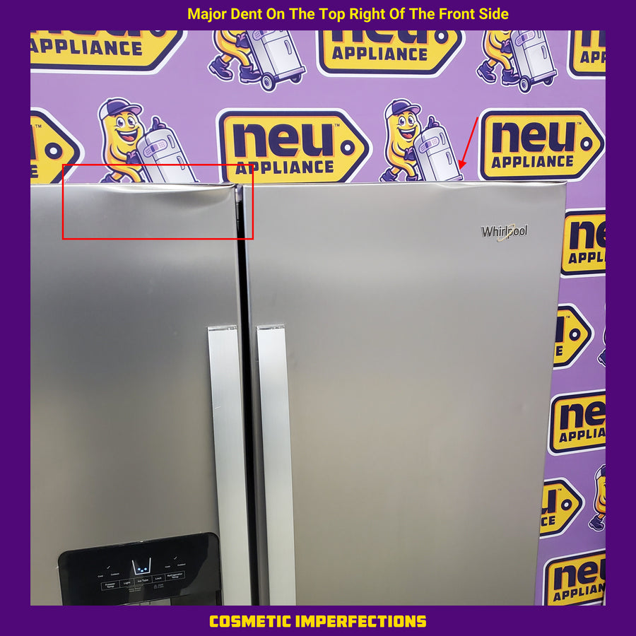 Whirlpool 33 Inch Wide Side by Side 21 Cu. Ft. Refrigerator with Can Caddy and Frameless Glass Shelves in Fingerprint Resistant Stainless Steel WRS321SDHZ - Scratch & Dent (Minor)
