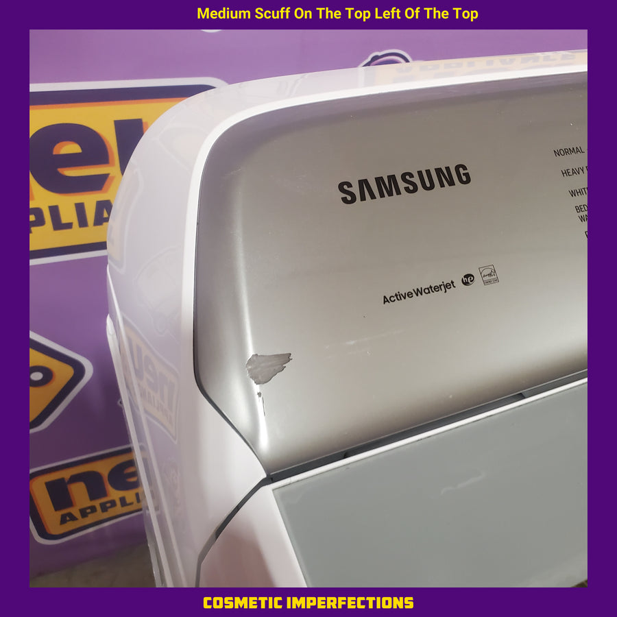 Samsung ENERGY STAR 5.0 cu. ft. Top Load Washing Machine with Active Water Jet WA50R5200AW - Certified Refurbished and Samsung 7.4 cu. ft. Vented Gas Dryer with Sensor Dry in White DVG50R5200W - Certified Refurbished