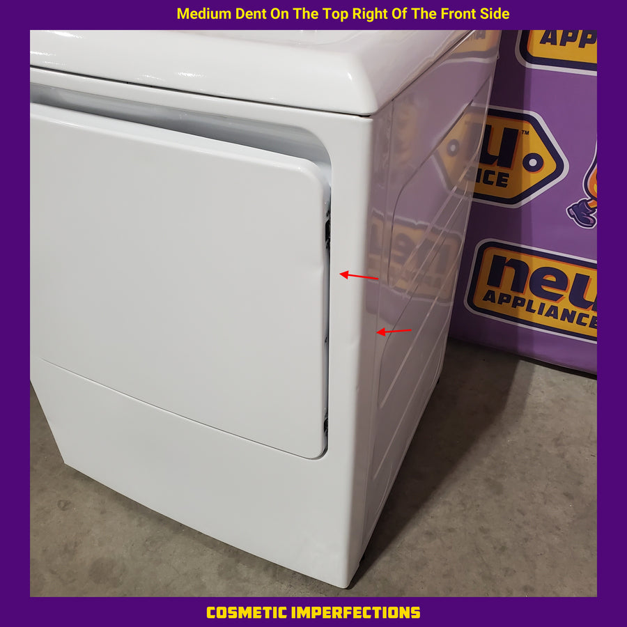 GE White Electric 7.2 Cu. Ft. Capacity Dryer with Up to 120 Ft. Venting and Reversible Door GTD38EASWWS - Certified Refurbished