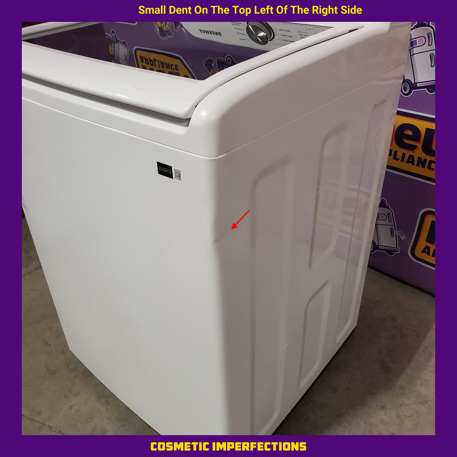 Samsung 4.5 cu. ft. Top Load Washer with Vibration Reduction Technology+ in White WA45T3200AW - Certified Refurbished and Samsung 7.2 cu. ft. Electric Dryer with Sensor Dry in White DVE45T3200W - Scratch & Dent (Minor)