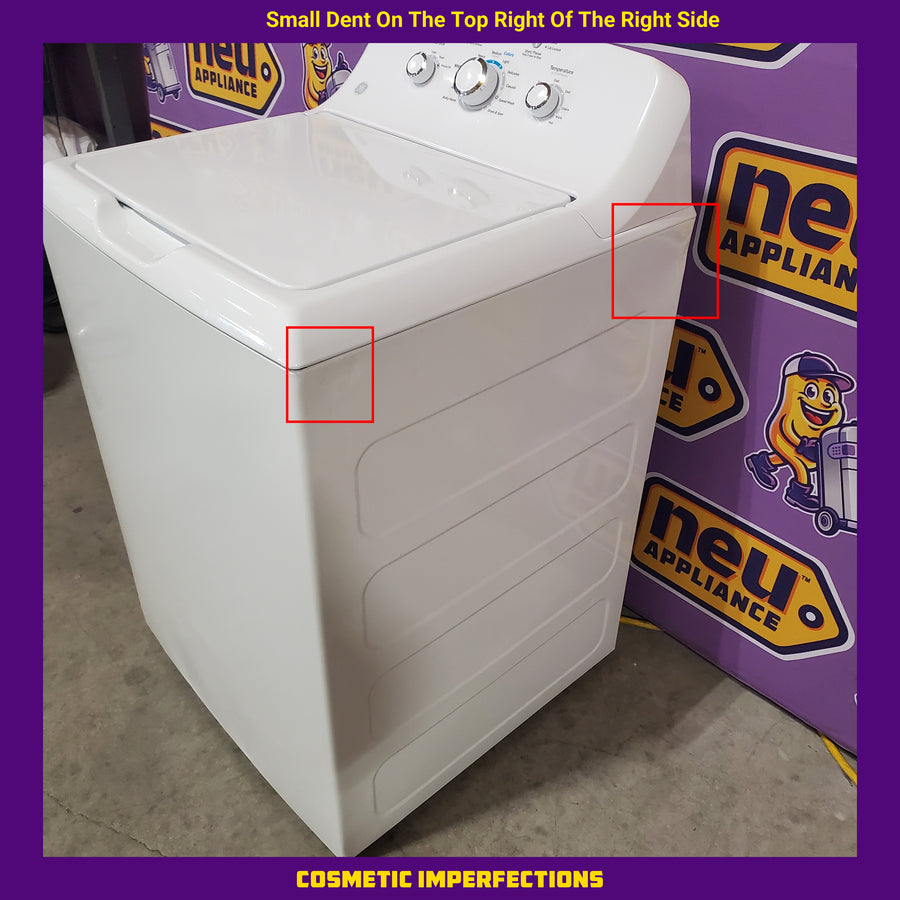 GE 3.8 cu. ft. Capacity Washer with Stainless Steel Basket in White GTW330ASKWW - Certified Refurbished and GE White Electric 7.2 Cu. Ft. Dryer with Aluminized Alloy Drum GTD42EASJWW - Certified Refurbished