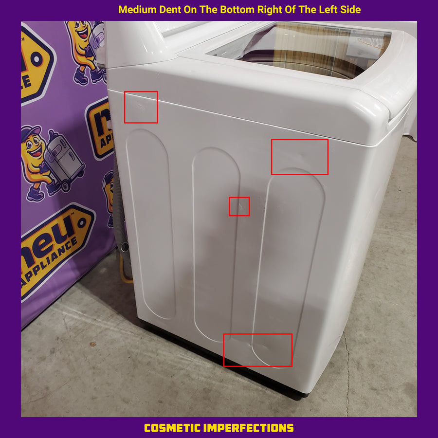 LG Top Load 4.1 Cu. Ft. Washer with TurboDrum Technology in White WT6105CW - Scratch & Dent (Moderate) and LG 7.3 Cu. Ft.  Electric Rear Control Ultra Large Capacity Dryer in White with Sensor Dry 16297 - DLE6100W - Open Box
