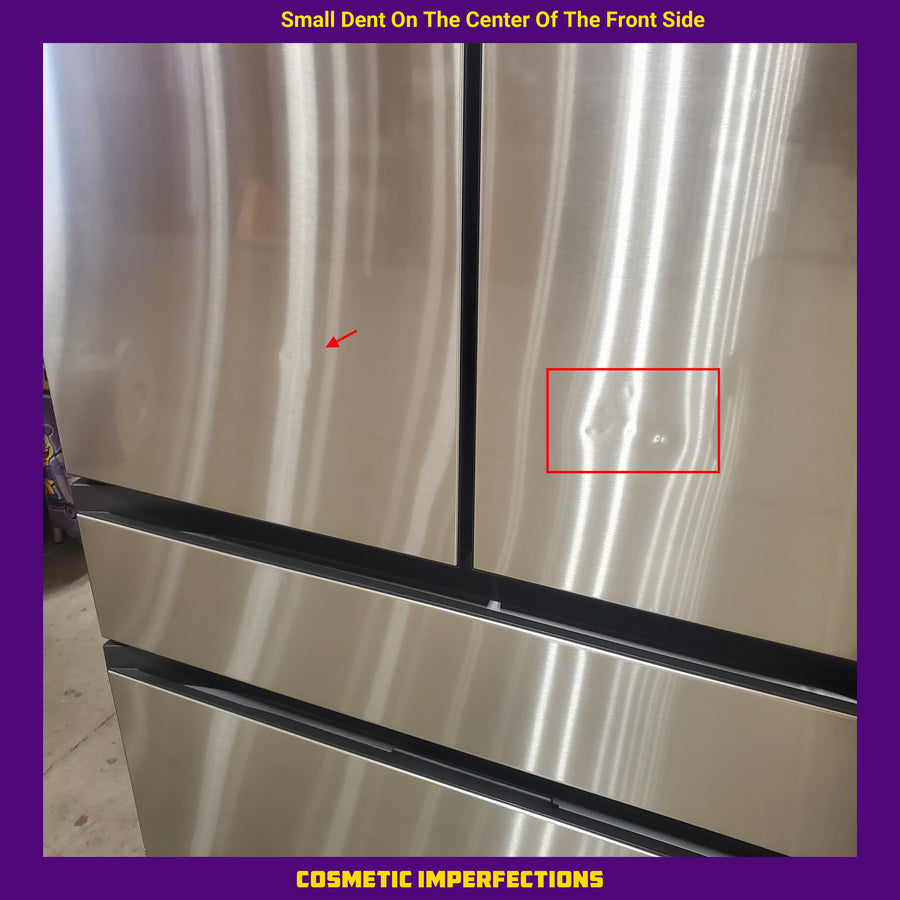 Samsung 29 cu. ft. Bespoke 4-Door French Door Refrigerator with Beverage Center™ in Stainless Steel RF29BB8600QL - Scratch & Dent (Minor)