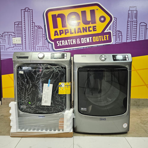 Pictures of Maytag Metallic Slate Front Load 4.8 Cu. Ft. Washer with Extra Power MHW6630HC - New in Box and Maytag 7.3-cu ft Stackable Vented Electric Dryer Energy Star Certified MED5630HC - Scratch & Dent - Minor - Neu Appliance Outlet - Discount Appliance Outlet in Austin, Tx