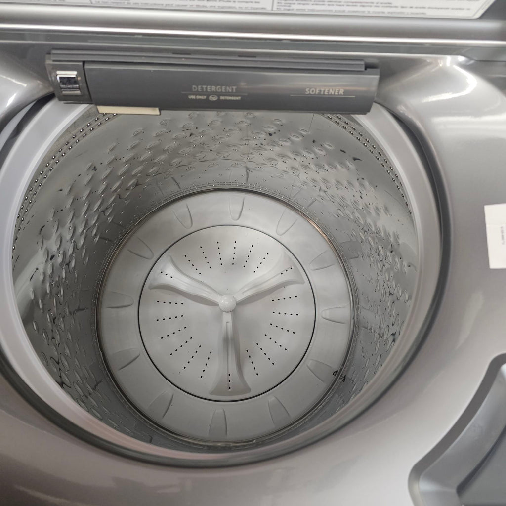 Pictures of Maytag Metallic Slate 5.3 cu. ft. Smart Capable ENERGY STAR Top Load Washing Machine with Extra Power MVW7232HC - Open Box and Maytag Metallic Slate Electric 7.4 Cu. Ft. Dryer with Extra Power MED7230HC - New in Box - Neu Appliance Outlet - Discount Appliance Outlet in Austin, Tx