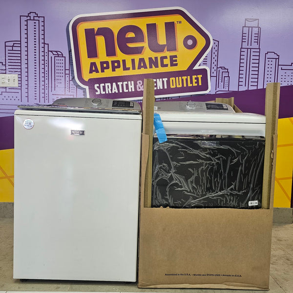 Maytag White Smart Top Load 5.3 Cu. Ft. Washer with Extra Power and Built- In Faucet MVW7230HW - Certified Refurbished and Maytag White Smart Electric 7.4 Cu. Ft. Dryer with Extra Power MED7230HW - New in Box