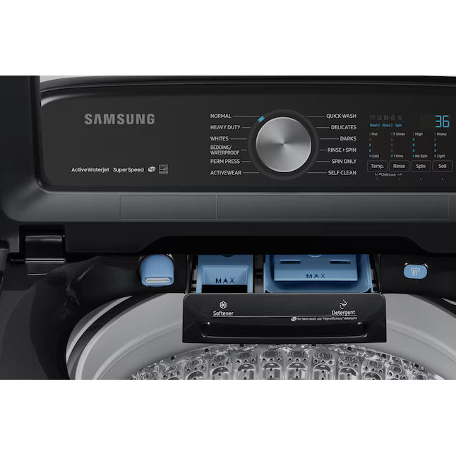 Samsung 5.0 cu. ft. Energy Star Top Load Washer with Active Water Jet in Black Stainless Steel WA50R5400AV - Certified Refurbished