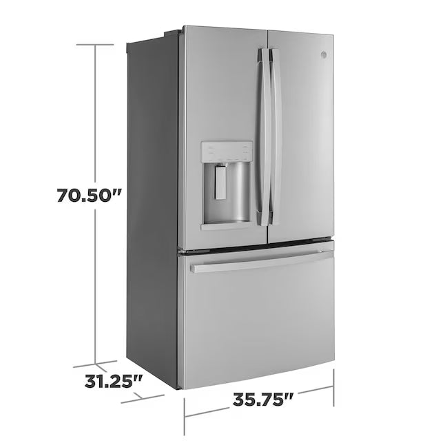 GE ENERGY STAR 22.1 Cu. Ft. Counter-Depth Fingerprint Resistant French-Door Refrigerator GYE22GYNFS - Scratch & Dent (Moderate)