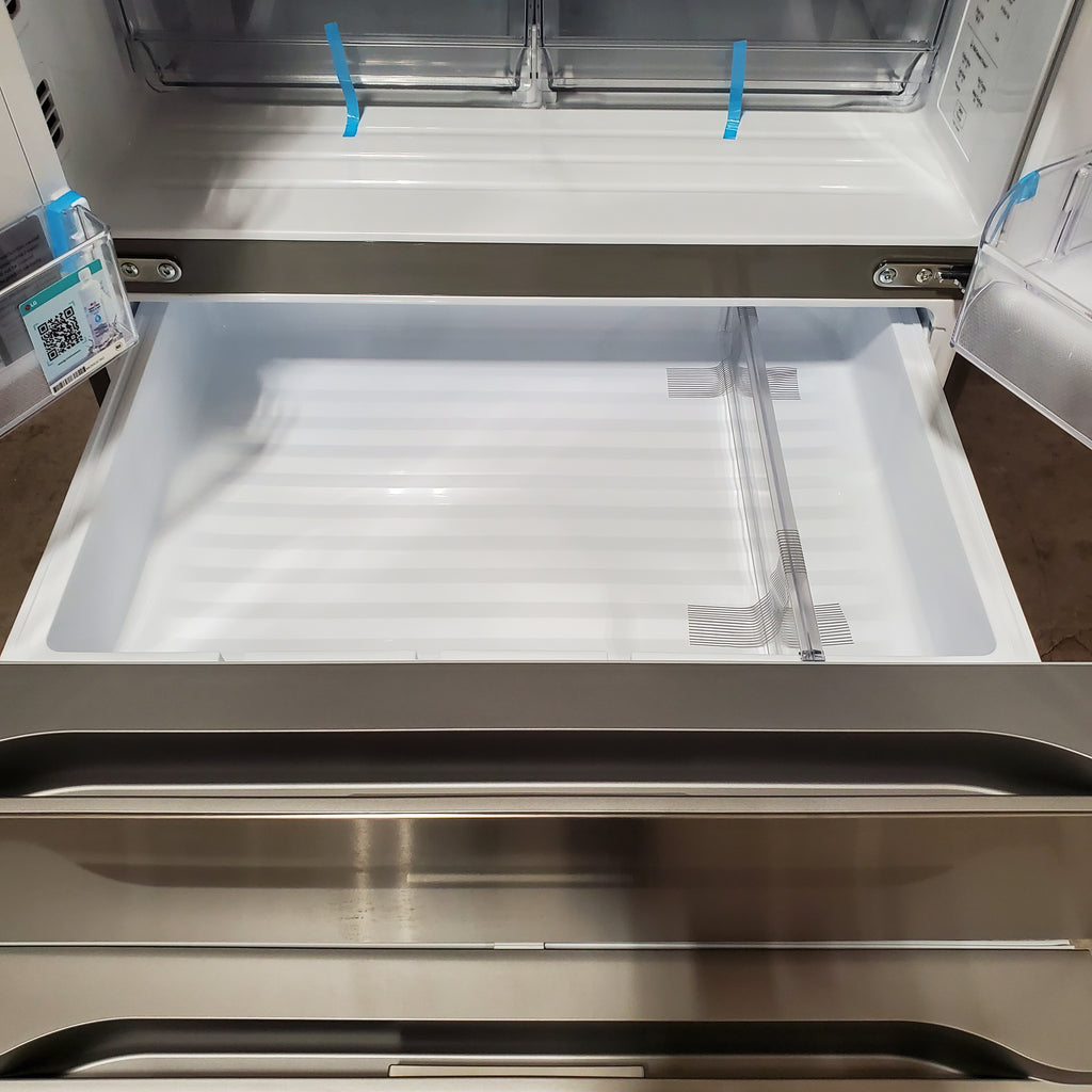 LG 29 cu. ft. Smart Standard-Depth MAX™ 4-Door French Door Refrigerator with Full-Convert Drawer™ in Print Proof Stainless Steel 22SD033 - LF29H8330S - Open Box