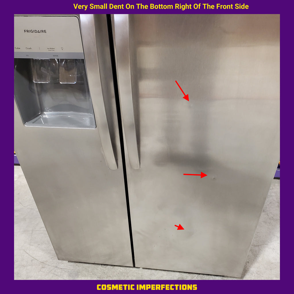 Pictures of Frigidaire 22 Cu. Ft. Counter-Depth Side-by-Side Refrigerator in Stainless Steel 3SD815 - FRSC2333AS - Scratch & Dent (Moderate) - Neu Appliance Outlet - Discount Appliance Outlet in Austin, Tx