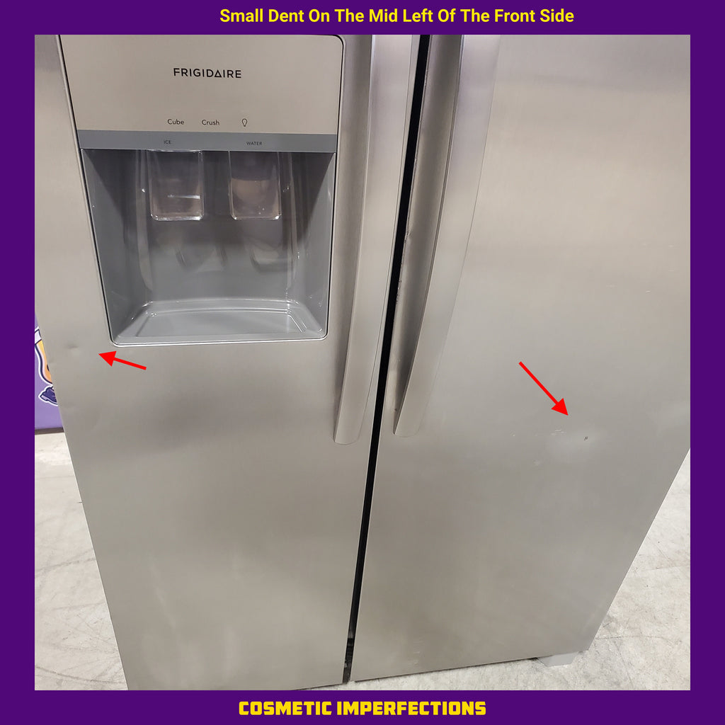 Pictures of Frigidaire 25.6 cu. ft. ENERGY STAR Side by Side Refrigerator with Exterior Water and Ice Dispenser in Stainless Steel FRSS2623AS - Scratch & Dent (Minor) - Neu Appliance Outlet - Discount Appliance Outlet in Austin, Tx